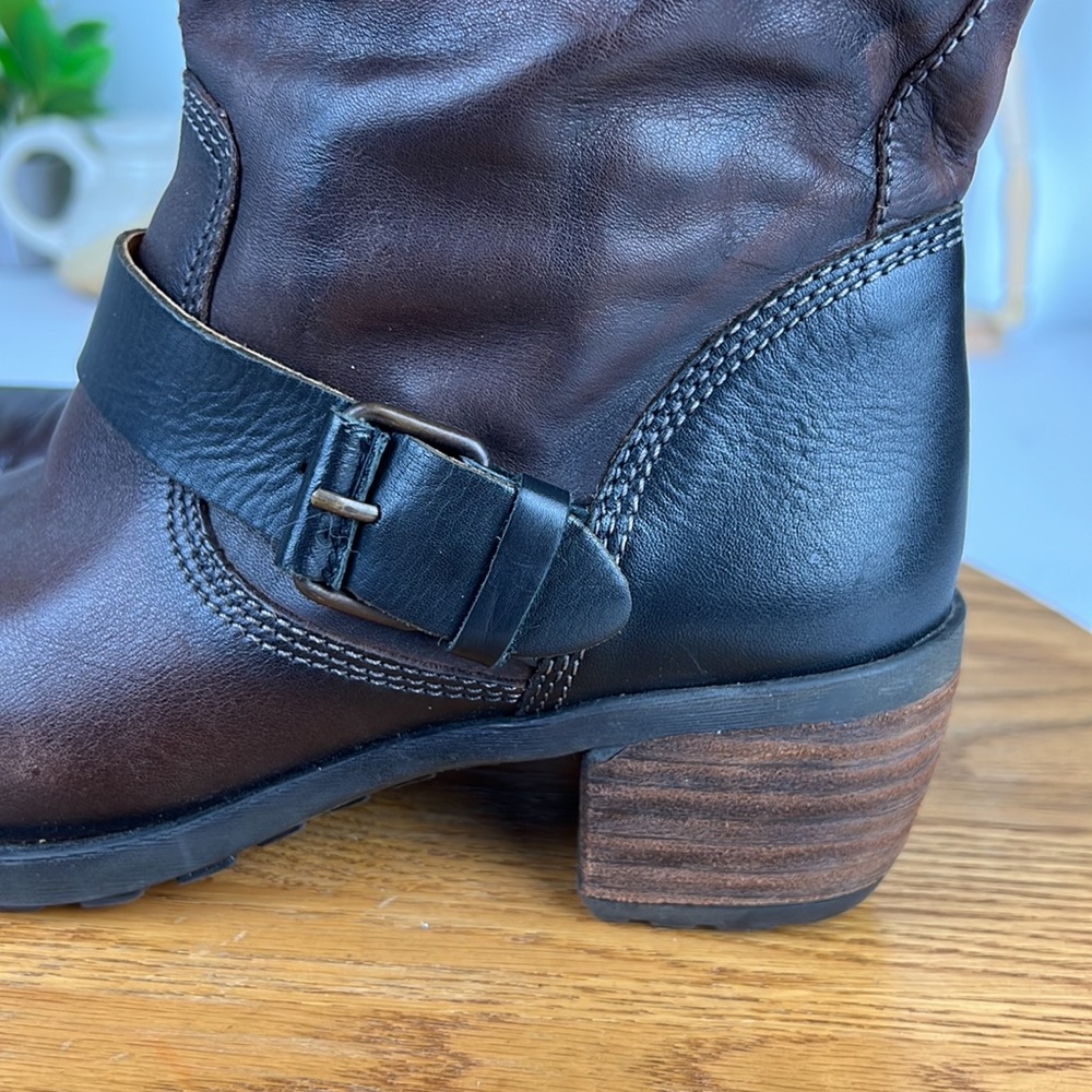 Pikolinos Brown Leather Moto Strap Heeled Boots Women’s Size 6 - Picture 8 of 13